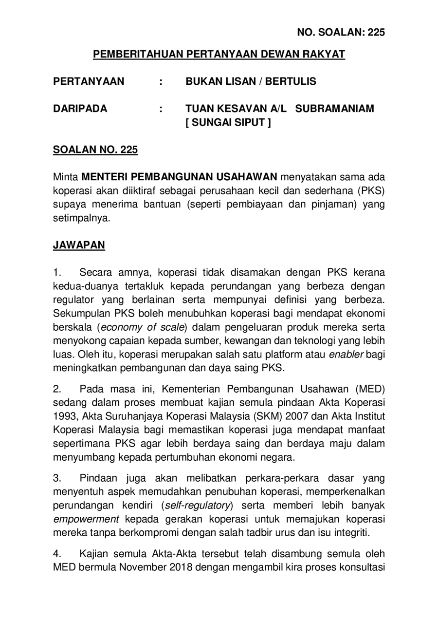 P14p2m1 Soalan Bukanlisan 225 Pdf Parliamentary Documents