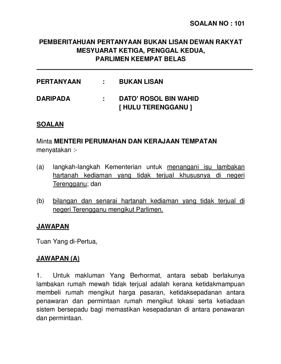 Par14p2m3 Soalan Bukanlisan 101 Pdf Parliamentary Documents