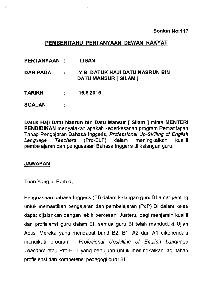 Soalan 117 Pdf Parliamentary Documents