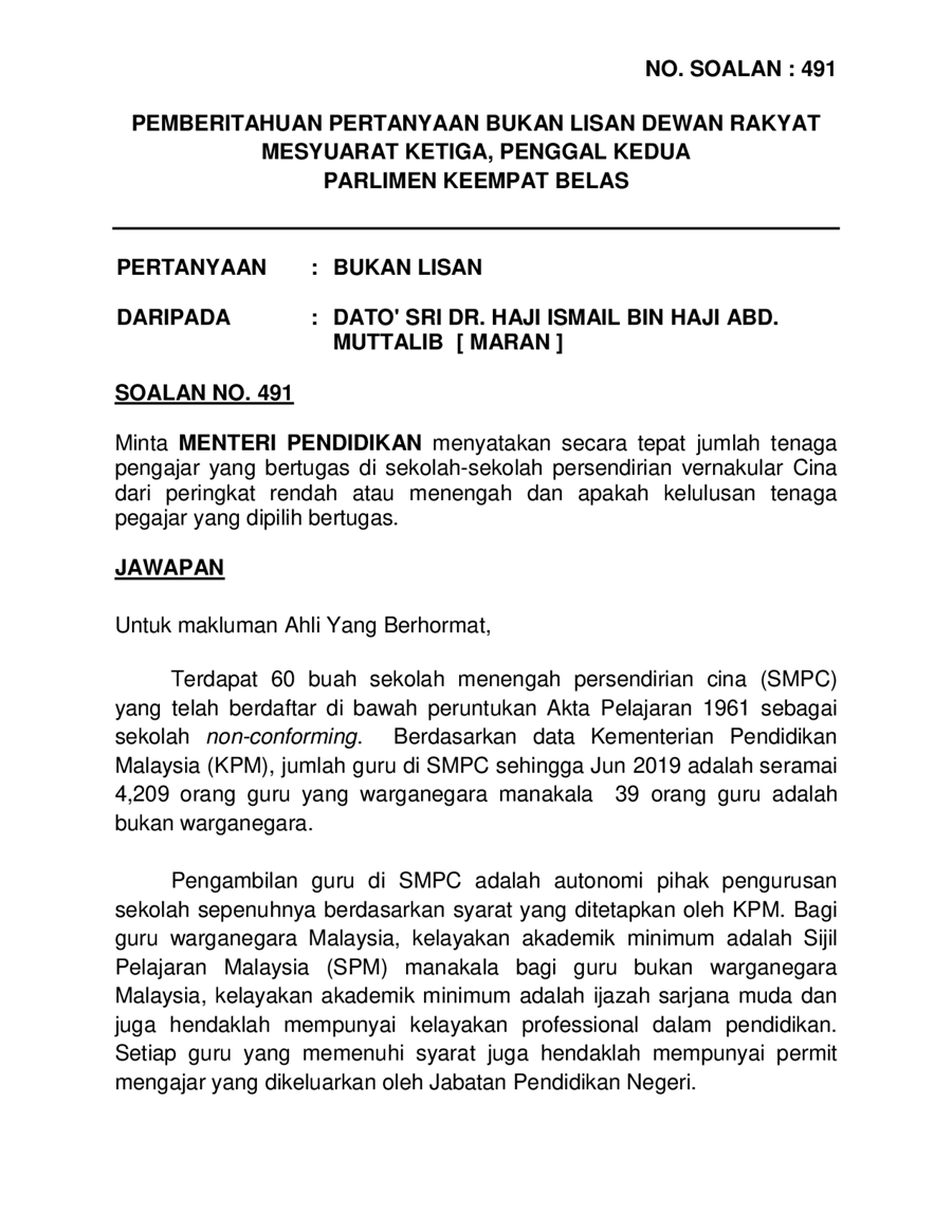 Par14p2m3 Soalan Bukanlisan 491 Pdf Parliamentary Documents
