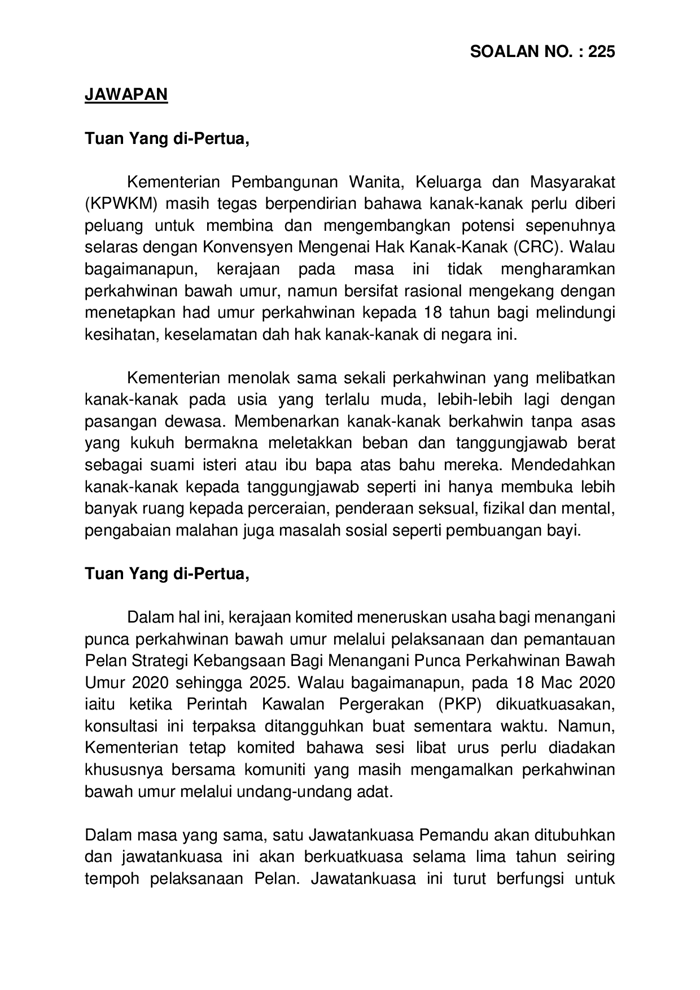 20200828 Par14s3m2 Soalan Bukanlisan 225 Pdf Parliamentary Documents