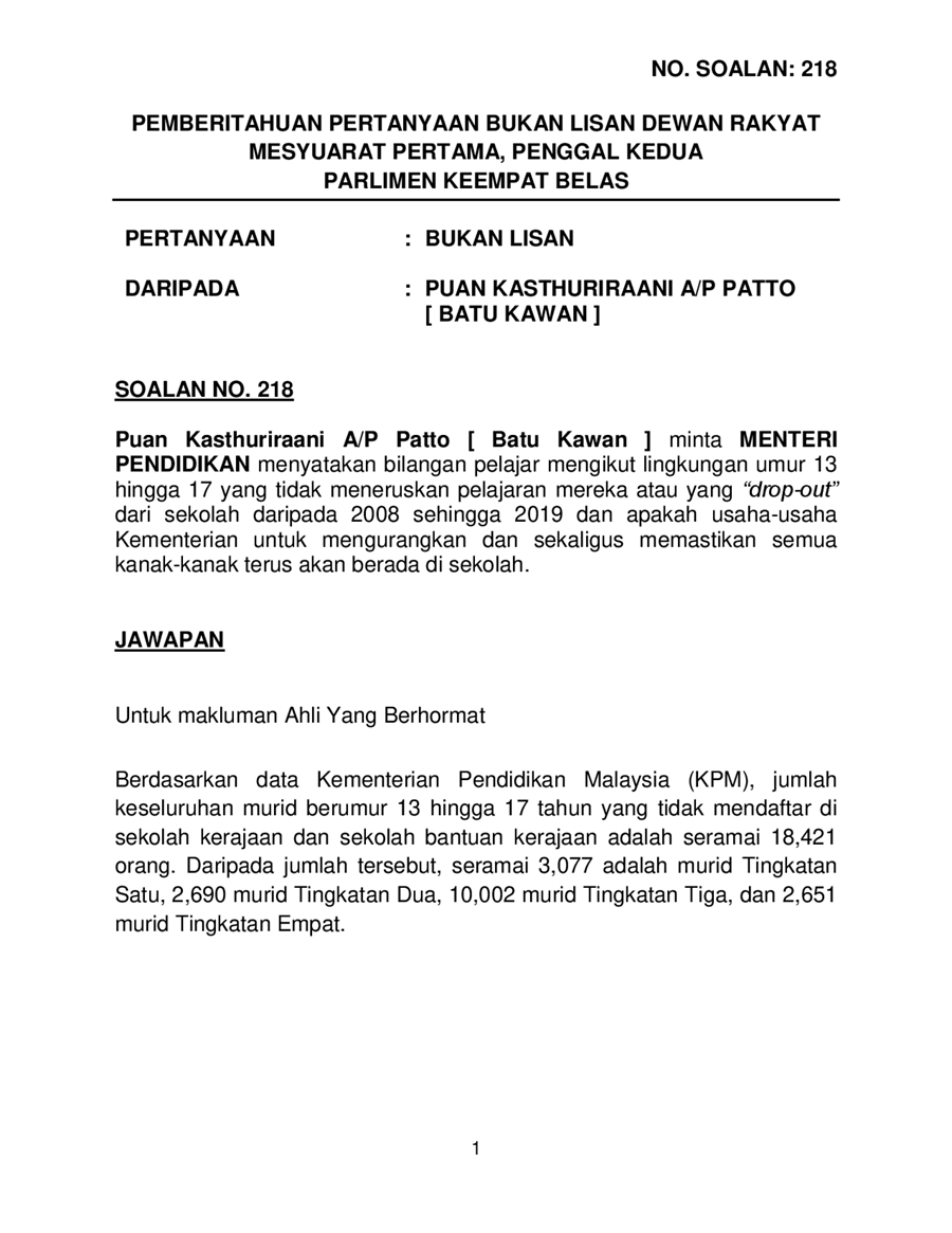 p14p2m1-soalan-BukanLisan-218.pdf u2014 Parliamentary Documents