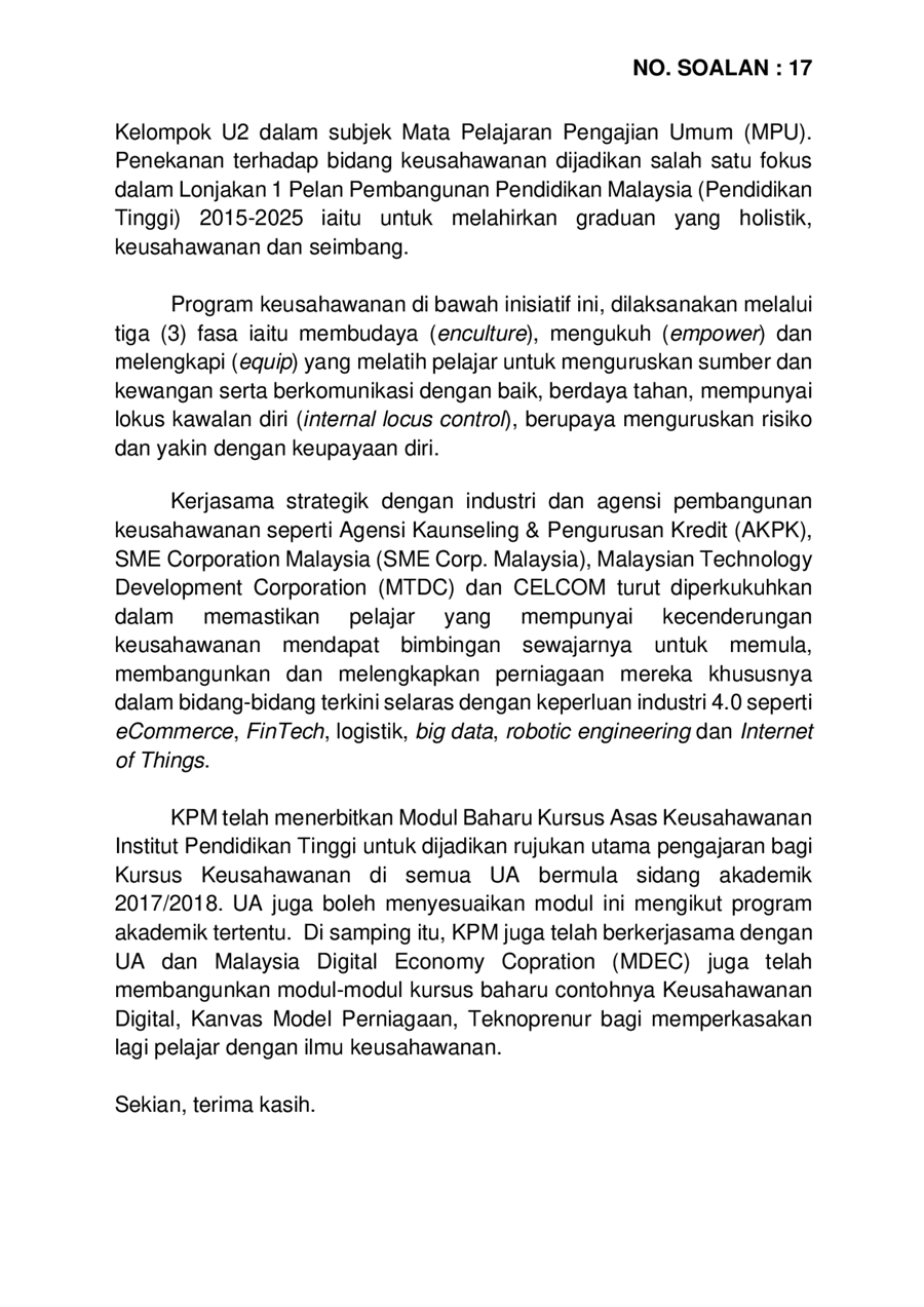Par14p2m3 Soalan Lisan 17 Pdf Parliamentary Documents