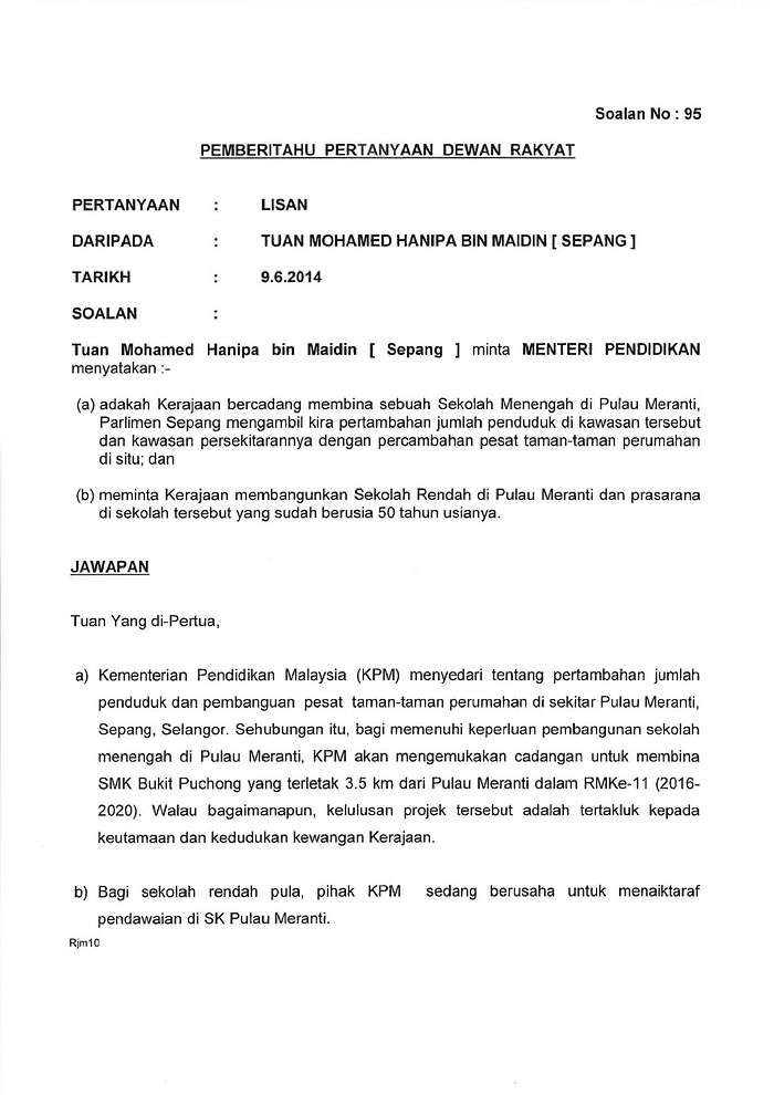 Soalan 95 Pdf Parliamentary Documents