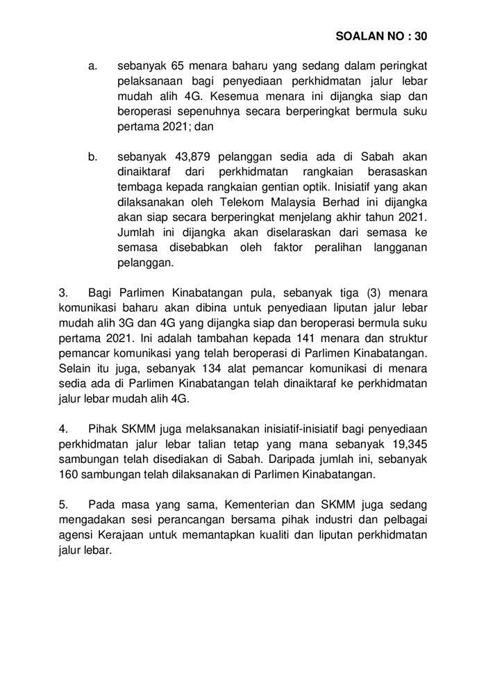 20200812 Par14s3m2 Soalan Lisan 30 Pdf Parliamentary Documents